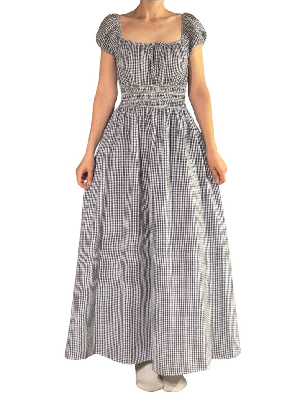 NWT✨ | Copper Key | Blue/White Gingham Puff Sleeve Smocked Maxi Dress
